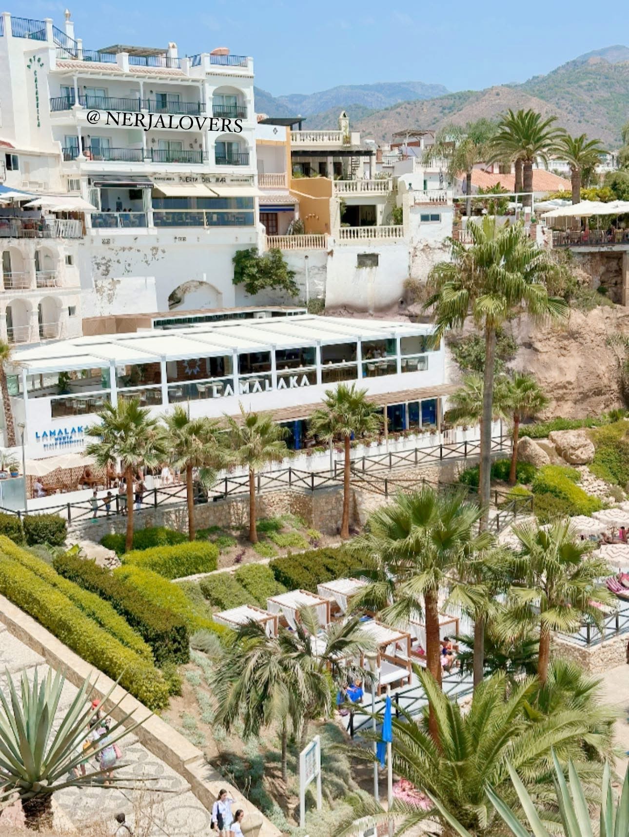 View of Lamalaka restaurant and hotels on the coast