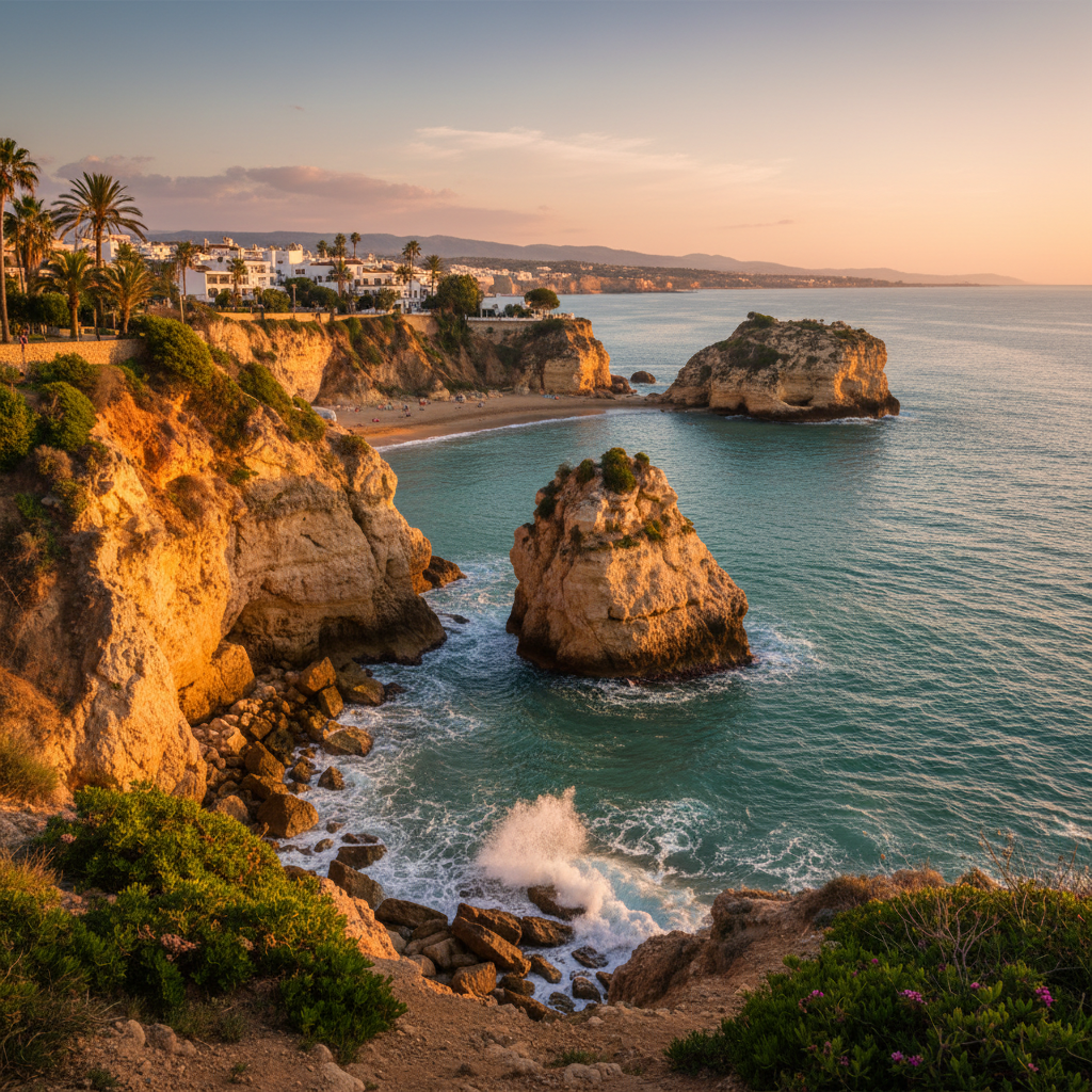 Terrass med utsikt över havet i Nerja